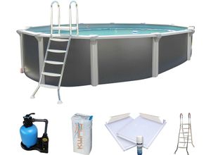 Rundpool KWAD "»Supreme« Design all in Premium Folie", beige (anthrazit, farbe innen: sand), B:360cm H:132cm L:360cm, Schwimmbecken, ØxH: 360x132cm, inkl. Bodenisolationsset