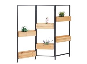 Raumteiler mit Pflanzkasten MCW-L32, Blumenkasten Raumtrenner, Holz-Stahl 116x118cm ~ Gestell schwarz, naturfarben