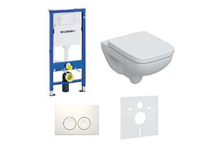 Geberit Duofix Basic WC Komplettset mit Geberit Renova Plan WC und WC-Sitz mit Delta 25 Betätigungsplatte