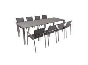 9-tlg. Edelstahl Tischgruppe SIENNA Set Gartenmöbel Sitzgruppe Garten Möbel