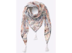 Modetuch HEINE, Damen, beige (ecru, marine), Polyester, gemustert, Modetücher