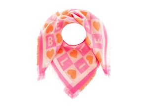 Modetuch ZWILLINGSHERZ "Viereckstuch "Kacheln Liebe "", Damen, pink (neonpink), Strick, Materialmix, unifarben, casual, Modetücher, mit Herzen und Buchstaben in fröhlichen Farben