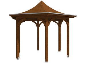 Holzpavillon SKANHOLZ "Versailles", braun (nussbaum), B/H/T: 360cm x 332cm x 418cm, Pavillons, BxTxH: 418x360x332 cm, inkl. Aufschraubstutzen
