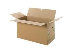Umzugskarton, 2-wellig, bis 40 kg, Beschriftungsfeld, Doppelgriff-System, Schmetterlingsboden, L 603 x B 295 x H 317 mm, braun