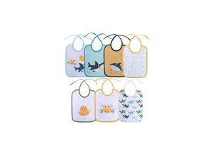Baby Care Babylatz 7-teiliges Set, zweilagig, waschbar, Bindebänder, ab Geburt bunt