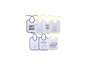 Baby Care Babylatz 7-teiliges Set, zweilagig, waschbar, Bindebänder, ab Geburt blau
