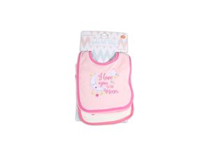Cangaroo Babylatz 3er Set Tibby Selbstverschluss, wasserfest waschbar ab Geburt rosa