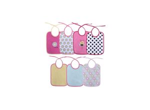 Baby Care Babylatz 7-teiliges Set, zweilagig, waschbar, Bindebänder, ab Geburt rosa