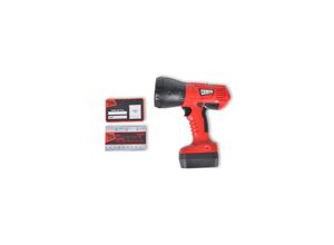 Moni Kinder-Elektrowerkzeug Werkstatt-Lampe T1407, Ausweis, Lineal, ab 3 Jahre rot