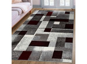Teppich MY HOME "Corine" Gr. 7, rot, B:240cm H:9mm L:320cm, Obermaterial: 100% Polypropylen, Teppiche, mit besonders weichem Flor, Kurzflor, modernes Karo-Design, grafisch