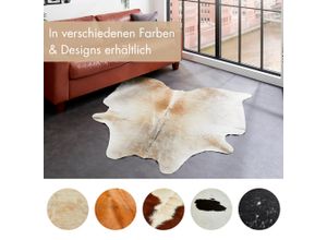 Fellteppich LUXOR LIVING "Rinderfell" Gr. 40, beige (beige, braun, gemustert), B:160cm H:3mm L:240cm, Kuhfell, Teppiche, echtes Rinderfell, Naturprodukt - daher ist jedes Fell ein Einzelstück