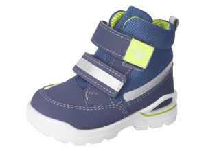 Winterstiefel PEPINO BY RICOSTA "Flori WMS: weit", Kinder, Gr. 20, bunt (blau, neongelb), Lederimitat, Textil, kontrastfarbene Details, casual, Schuhe, Sympatex Stiefel, Klettstiefel, Kindergartenschuh mit Warmfutter