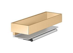 KEUCO Edition 11 Duschkorb 11159250000 mit Glasabzieher, silber-eloxiert/Messing gebürstet