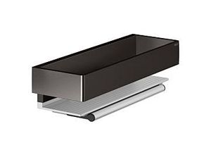 KEUCO Edition 11 Duschkorb 11159350000 mit Glasabzieher, silber-eloxiert/Titanschwarz gebürstet