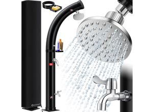 KESSER® Solar Gartendusche Solardusche Bogen mit Metall-Duschablage Schutzhaube & Tasche warmes Wasser max. 60°C Pooldusche Camping Regenduschkopf & Wasserhahn Gartenschlauch-Anschluss