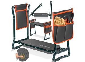 KESSER® 2 in 1 XXL Kniebank für Gartenarbeit Gepolstert Sitzunterlage Eva-Schaumkissen Gartenhocker Klappbar Inkl. 2x Werkzeugtasche Gartenbank Höhenverstellbar 60 x 50 x 27 cm bis 150 kg