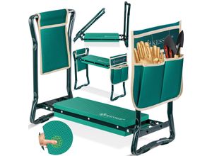 KESSER® 2 in 1 XXL Kniebank für Gartenarbeit Gepolstert Sitzunterlage Eva-Schaumkissen Gartenhocker Klappbar Inkl. 2x Werkzeugtasche Gartenbank Höhenverstellbar 60 x 50 x 27 cm bis 150 kg