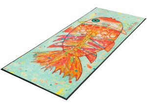 Läufer "Funky Fish" Gr. 17, bunt, B:60cm H:7mm L:180cm, Kunstfaser, WASH+DRY BY KLEEN-TEX, Teppiche, Schmutzfangläufer, rutschhemmend, In- und Outdoor geeignet, waschbar