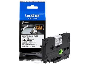 brother Schrumpfschlauch HSe-211E HSE211E, 5,2 mm schwarz auf weiß