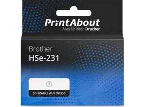 Schriftband kompatibel mit Brother HSe-231 - (11,7 mm) - Schwarz auf weiß
