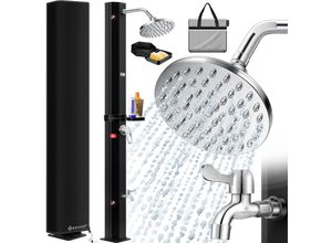 KESSER® Solardusche 40- 60 Liter Solar Gartendusche warmes Wasser max. 60°C Inkl. Metall-Duschablage & Schutzhaube Pooldusche Camping Regenduschkopf und Wasserhahn Gartenschlauch-Anschluss