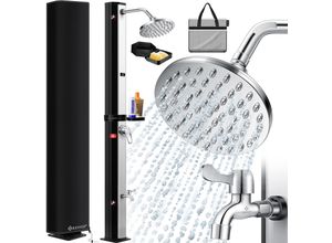 KESSER® Solardusche 40- 60 Liter Solar Gartendusche warmes Wasser max. 60°C Inkl. Metall-Duschablage & Schutzhaube Pooldusche Camping Regenduschkopf und Wasserhahn Gartenschlauch-Anschluss