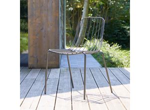 Outdoor Stuhl aus dunkelgrau-lackiertem Metall