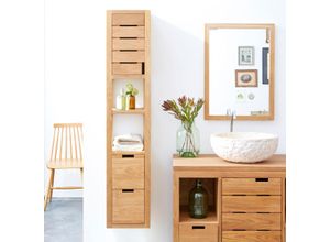 Hochschrank aus Eiche 30 cm Wandbefestigung Hängeschrank Massivholz