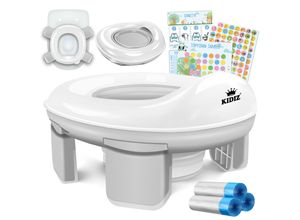 KIDIZ® Töpfchen für Kinder Toilettensitz Töpfchentrainer WC Sitz Lerntöpfchen bequemem, PP-Material mit Müllbeutel Kindertöpfchen für Unterwegs & Belohnungssystem mit Stickern 3 in 1 Lösung