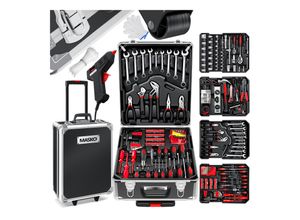 MASKO® Werkzeugkoffer 969-teilig gefüllt Werkzeugset im Aluminiumkoffer Werkzeugkasten mit Rollen Werkzeugkiste Haushalt, Haus, Hobby, KFZ Trolley-Funktion Profi Werkzeugwagen Handwerkzeug