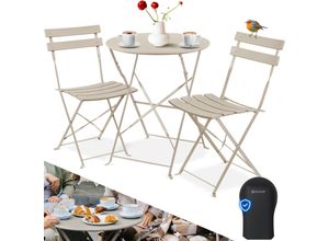 KESSER® Bistroset 3-teilig Bistrotisch mit 2 klappbaren Stühle Set Balkonset Balkonmöbel Klapp-Möbel Gartenset Sitzgarnitur Gartengarnitur Gartenmöbel Sitzgruppe Metall Bistro Gartentisch inkl. Abdeckung