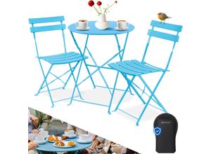 KESSER® Bistroset 3-teilig Bistrotisch mit 2 klappbaren Stühle Set Balkonset Balkonmöbel Klapp-Möbel Gartenset Sitzgarnitur Gartengarnitur Gartenmöbel Sitzgruppe Metall Bistro Gartentisch inkl. Abdeckung