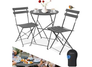 KESSER® Bistroset 3-teilig Bistrotisch mit 2 klappbaren Stühle Set Balkonset Balkonmöbel Klapp-Möbel Gartenset Sitzgarnitur Gartengarnitur Gartenmöbel Sitzgruppe Metall Bistro Gartentisch inkl. Abdeckung
