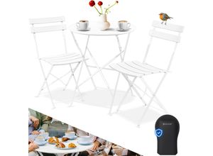 KESSER® Bistroset 3-teilig Bistrotisch mit 2 klappbaren Stühle Set Balkonset Balkonmöbel Klapp-Möbel Gartenset Sitzgarnitur Gartengarnitur Gartenmöbel Sitzgruppe Metall Bistro Gartentisch inkl. Abdeckung