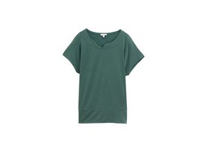 TOM TAILOR Damen T-Shirt aus Materialmix, grün, Uni, Gr. XXXL