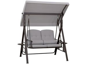 2-Sitzer Hollywoodschaukel Gartenschaukel mit Sonnendach Kissen Tablett Metall Polyester Grau 162 x 118 x 173 cm