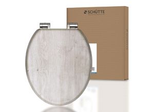 MDF WC Sitz LIGHT WOOD, Toilettendeckel mit Absenkautomatik und Holzkern, Toilettensitz mit Motivdruck
