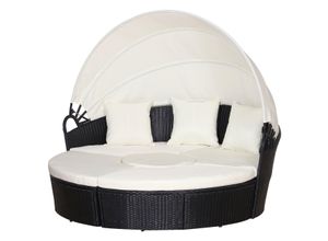 Rattan Sonneninsel mit Sonnendach in Creme