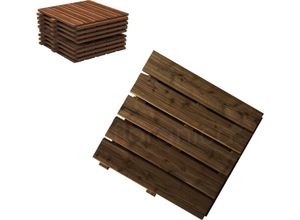 Floranica Holzterrassenplatten 1 Stück 50x50 cm Imprägniertes Lärchenholz Braun Boden für die Sauna Terrasse oder dem Balkon Holzfliese im Garten Gefräste Oberfläche Balkonfliesen