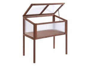 Hochbeet aus Holz Frühbeet Gewächstisch Braun Tannenholz PC-Platte 90 x 50 x 93 cm
