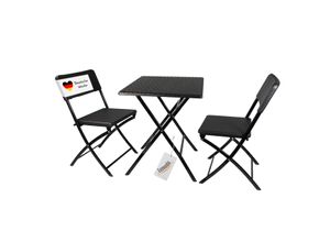 Klappbares Balkonmöbel Set 3-teilig, 2x Balkonstühle + 1x Balkontisch, Rattan-Optik