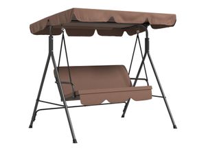 Hollywoodschaukel Gartenschaukel 3-Sitzer mit Dach Stahl Braun
