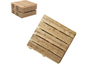 Floranica Holzterrassenplatten 1 Stück 50x50 cm Lärchenholz Unbehandelt Boden für die Sauna Terrasse oder dem Balkon Holzfliese im Garten Gefräste Oberfläche Balkonfliesen