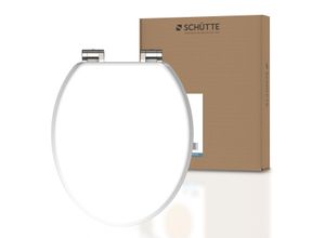 MDF WC Sitz WHITE, Toilettendeckel mit Absenkautomatik und Holzkern, Toilettensitz