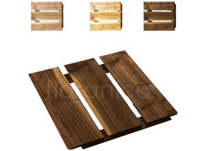 Floranica Holzterrassenplatten 1 Stück 30x30 cm Imprägniertes Lärchenholz Braun Boden für die Sauna Terrasse oder dem Balkon Holzfliese im Garten Gefräste Oberfläche Balkonfliesen