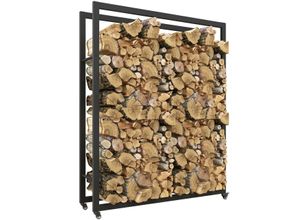 Outsunny Kaminholzregal 120 x 32 x 151 cm Brennholzregal mit Rollen, Metall