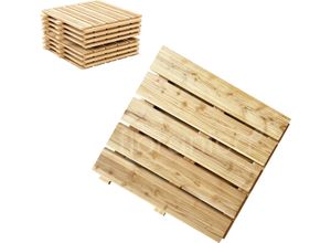 Floranica Holzterrassenplatten 1 Stück 50x50 cm Imprägniertes Lärchenholz Natur Boden für die Sauna Terrasse oder dem Balkon Holzfliese im Garten Gefräste Oberfläche Balkonfliesen