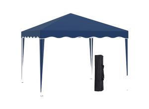 Faltpavillon Pavillon 3 x 3 m Gartenpavillon faltbar Partyzelt höhenverstellbar Gartenzelt mit Transporttasche UV-Schutz Stahl Oxford Blau