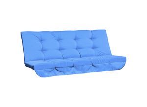 Auflagen-Set für Hollywoodschaukel 170 cm Stuhlkissen Schaukelauflage Sitzkissen Gartenschaukel Gartenpolster Rückenkissen Seitenkissen Blau