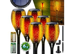 KESSER® Gartenfackel Solar Set Solarleuchten Flamme mit Wandhalterung + Erdspieß Licht-Sensor Wetterfest Garten Solarleuchte Fackel Lichter LED Gartenlampe Solarlampe Flammenlicht